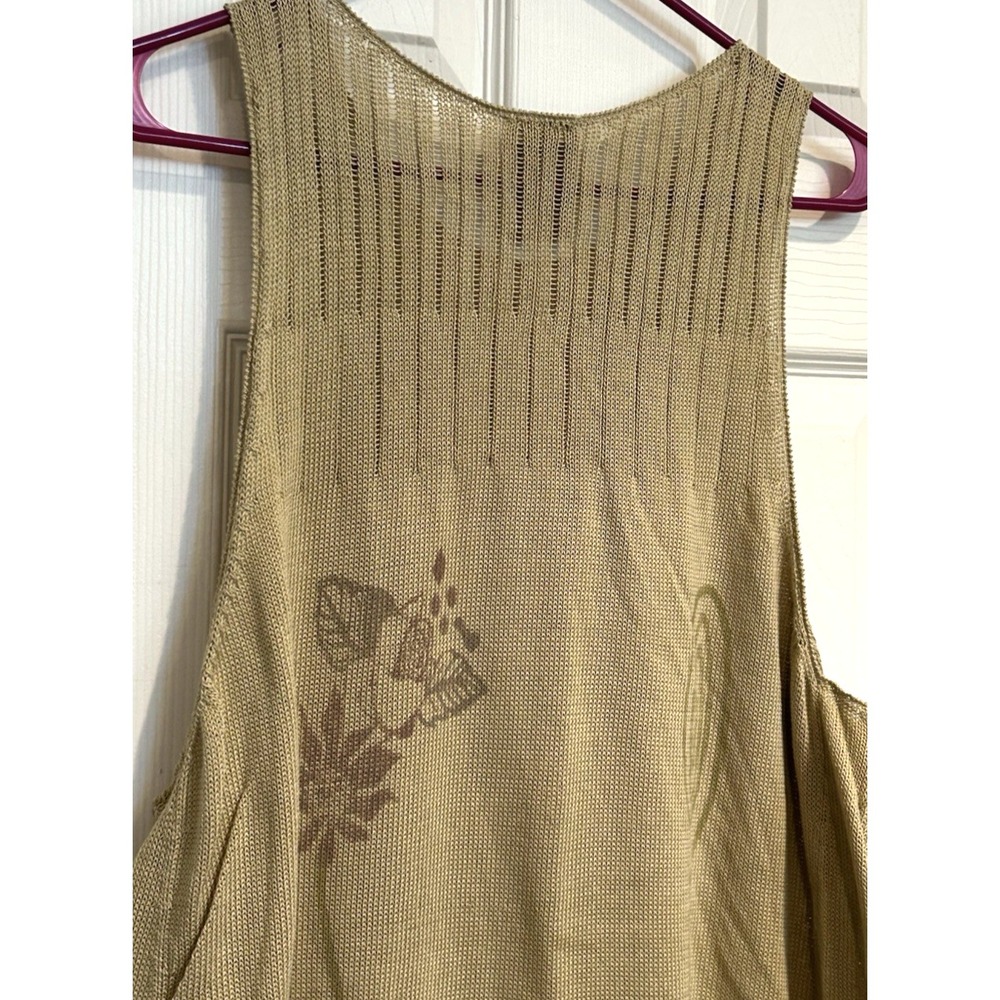 Blue Fish Beige Handpainted Pullover Cotton Long Sweater Dress Sz 2 Lagenlook - Picture 4 of 7